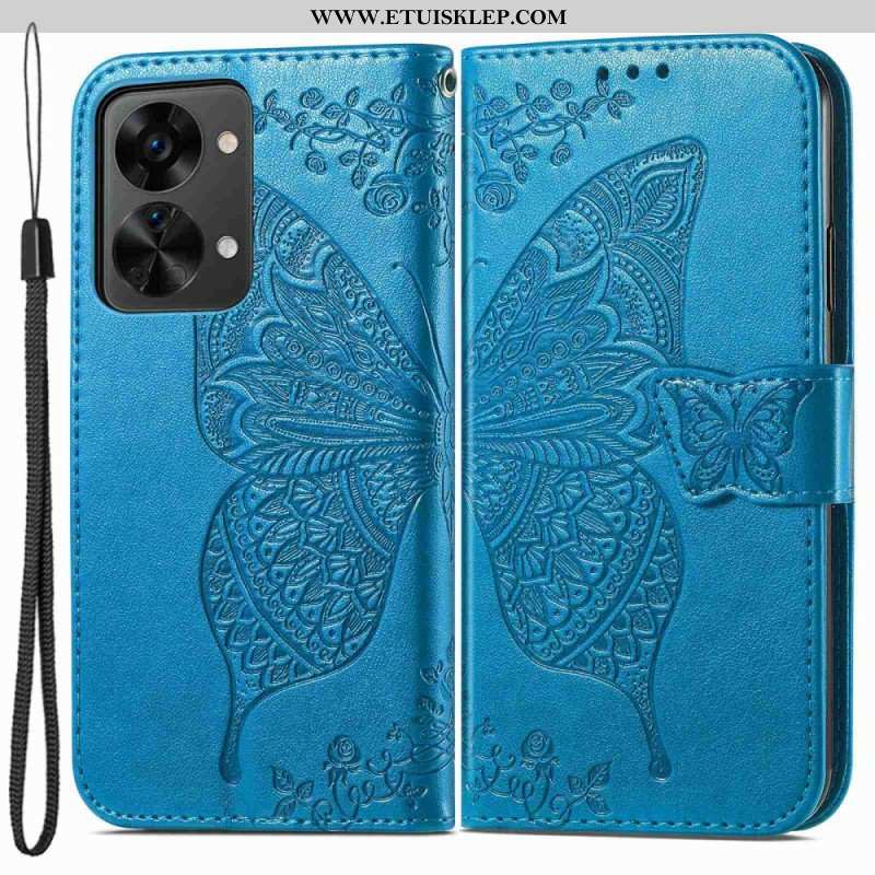 Etui Folio do OnePlus Nord 2T 5G z Łańcuch Etui Na Karty Ze Smyczą Butterfly